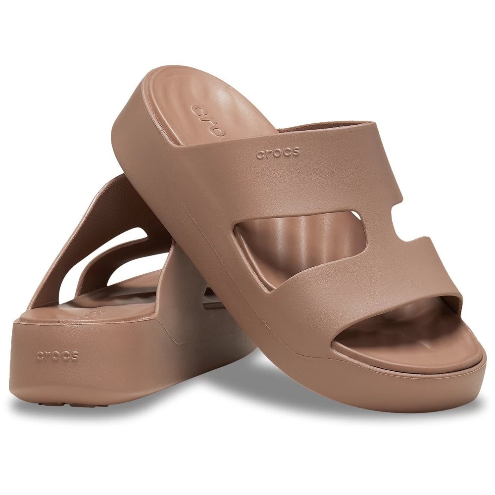 Crocs Getaway Platform Slide Sandals Womens 9 Tan Double Strap 209409